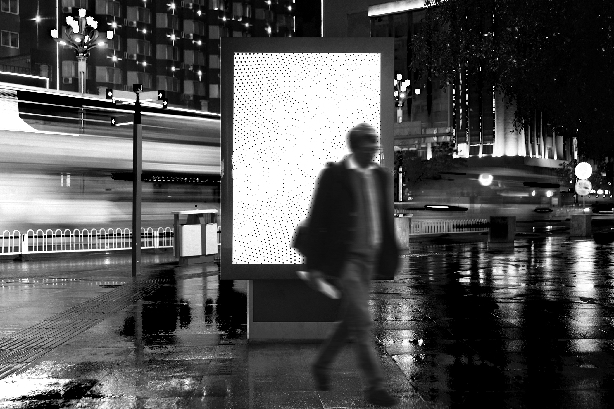 digital lightbox at bus stop